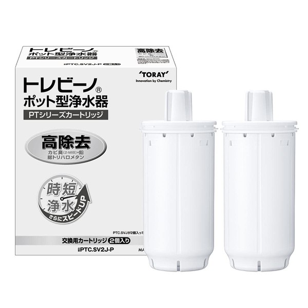 [Genuine] Toray torebi-no Pot Type Water Filter Replacement Cartridge High Removal + Time-Saver Water Type PTC 2 Pack. sv2j – P