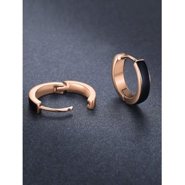 TANGPOET Hoop Earrings 925 Sterling Silver Rose Gold Huggie Earrings Hypoallergenic Sleeper Earrings Birthday Jewellery Gifts for Men Women Boys Girls, 18mm