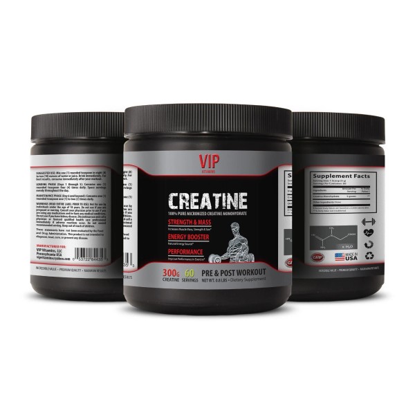 VIP VITAMINS athletic performance supplements MICRONIZED CREATINE 300G boost gains