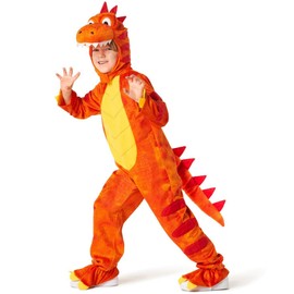 Morph Dino Costume Child, Dinosaur Costume Children, Dinosaur Costume Children, Orange Children's Dino Costume, Dinosaur Costume Kids - 7-9 Years
