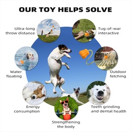 iFur Dog Pumpkin Fetch Toy, Interactive Tug of War Dog Toy, Boredom and Stimulating Chew Toys for Dogs, Tough Indoor/Outdoor Rope Enrichment Toy for Small Medium Large Breed (Fetch)