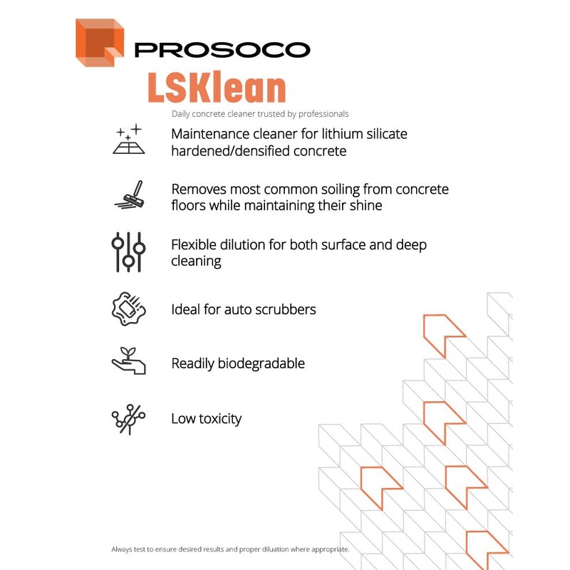 Prosoco LSKlean | Maintenance cleaner for lithium silicate hardened/densified concrete