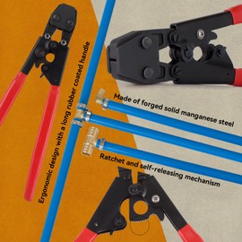 GUOFIS PEX Cinch Clamp Crimping Tool,Pex Crimp Kit for 3/8" to 1" Stainless Steel Clamps Including 20pcs 1/2",10pcs 3/4" Clamps with Pipe Cutter,PEX Pipe Tubing Connect Tools Suit US F2098 Standards