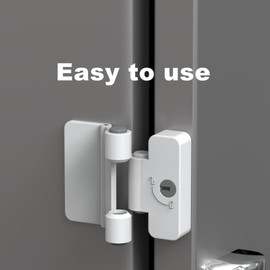 Refrigerator Adhesive Locks Double Button Fridge Door Lock with Key, Child Proof Freezer Cooler Door Lock, Child Baby Safety File Drawer Lock and Cabinet Locks (White, 2)