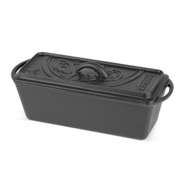 Petromax Loaf Pan with Lid, Large Cast Iron Bakeware Pan with Handles for Campfire or Home Kitchen, Pre-Seasoned, Can Also Use Lid for Cooking, 2.5 Quart