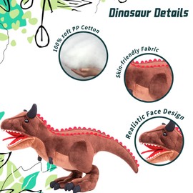 Tiny Heart Carnotaurus Dinosaur Soft Toy Plush Toy Realistic Dinosaur Plush Beautiful Animal Cute and Soft Gifts Dinosaur for Children Boys and Girls Toy Brown 21 Inches