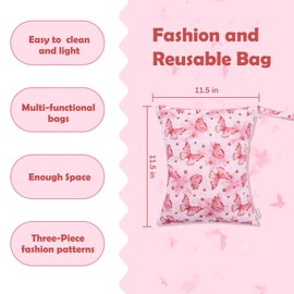 ALVABABY Wet Dry Bags Waterproof 3pcs Two Pockets Travel Storage Bags Cosmetic Bags Handbags Wash Bags Beach Pool Daycare Soiled Baby for Swimsuits or Wet Clothes 3L-ZM19-CA