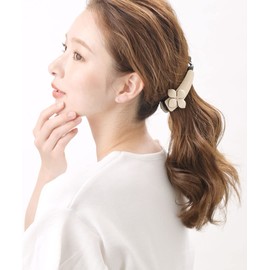 VINGTAINE H7567-BE- Banana Clip, Flower Enamel, Stone, Point, Flower Hair Accessory