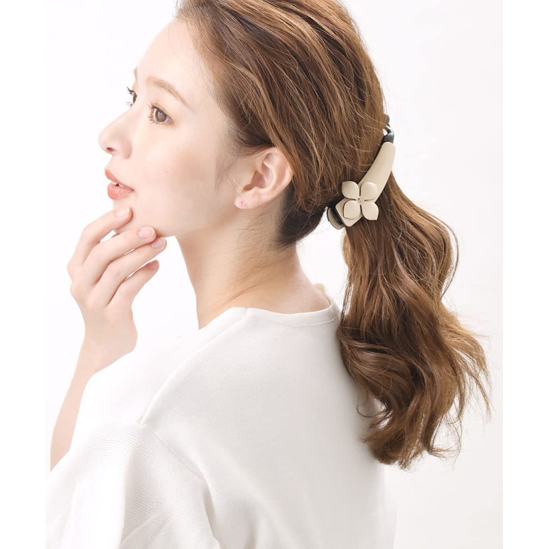 VINGTAINE H7567-BE- Banana Clip, Flower Enamel, Stone, Point, Flower Hair