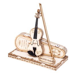 ROKR 3D Puzzle Wooden Models Building Kits Adult Wooden Puzzle Violin Model Musical Instruments Violin Capriccio