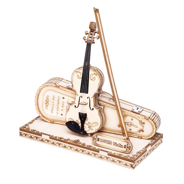ROKR 3D Puzzle Wooden Models Building Kits Adult Wooden Puzzle Violin Model Musical Instruments Violin Capriccio