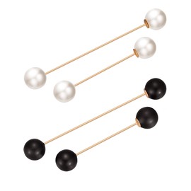 4 Pieces White Black Sweater Shawl Clip Double Faux Pearl Brooches Safety Pins for Women Girls Clothing Decoration