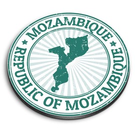1 x Round MDF Magnet - Repubblica Of Mozambique Travel 9304
