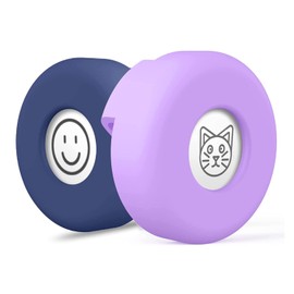 Airtag Dog Collar Holder (2-Pack) Easy to Clean Silicone, Anti-Lost GPS Air Tag Case, Compatible with Dog Cat Collars, Backpacks and Purses, Shock Proof, Silicone Protective Case (Blue/Purple)