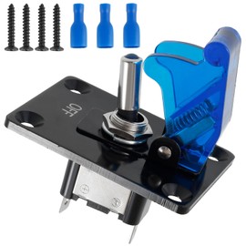 CCJZBCAU Car Toggle Switch with LED Indicator 12 to 24V Heavy Duty Toggle Switch with Aircraft Safety Cover 2 Pin SPST DC Toggle Switch Waterproof Lighted Toggle Switch for Cars Boats(Blue)