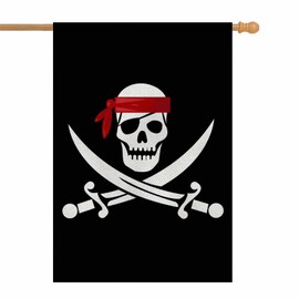 AOYEGO Pirate Flag House Flag 28 x 40 Inch Large Vertical Double Sided Jolly Roger Skull With Crossed Bones Seasonal Outside Décor for Garden Yard Farmhouse Flags
