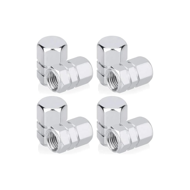 Aluminium Tyre Valve Stem Caps, Hexagon Shape, 8-Pack, Silver