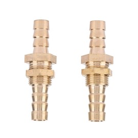 Brass Hose Connection Plug Adapter, Akozon Pack of 2 Hose Nozzle Bulkhead Fitting Coupling Connector Adapter Connector for Pipe Connection (8 mm)