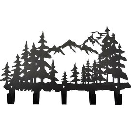 Metal Horse Coat Hooks Wall Art Decor-Horse Hangers and Key Holder-Clothes Rack and Backpack Hanger-Coat Hooks Home Decor for Storage, Living Room, Hallway, Office (Black) Hanging Decorative Gift Dog - Color: Tree Black