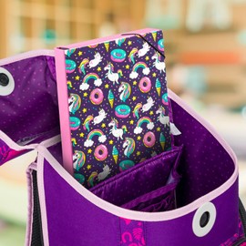 Baagl File Box for School Bag – A4 Folder for Children with Elastic Band and Inner Flaps – Binder, Collector's Box with Elastic Strap for Boys, Unicorn