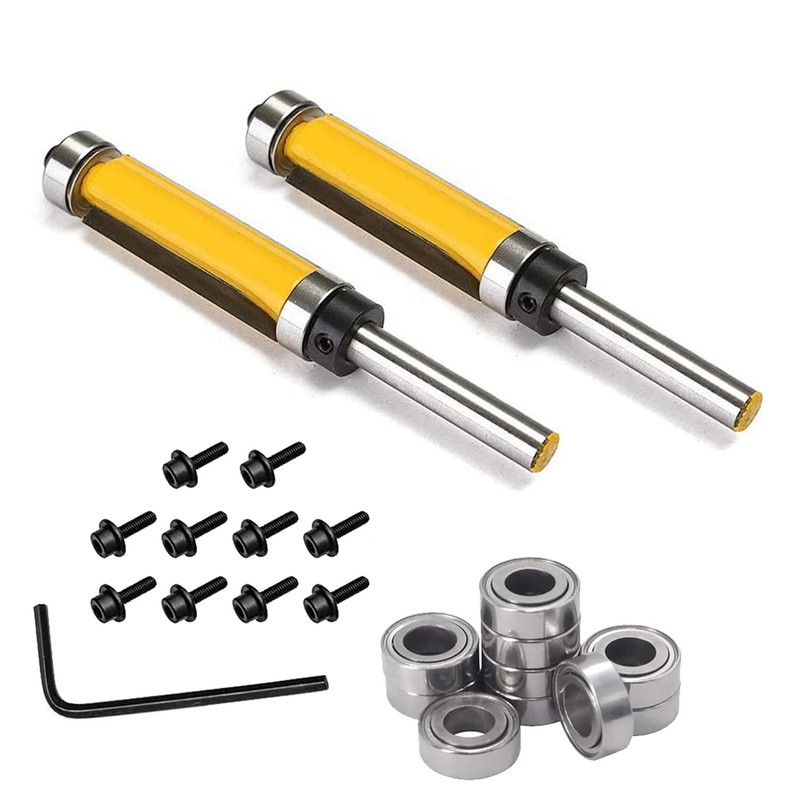 Gasea 12Pcs 1/4" Shank Top and Bottom Bearing Flush Trim