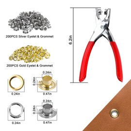 801 Piece Eyelet Pliers Set, Eyelet Pliers Portable Eyelets 0.6 cm 400 Buttonholes and 400 Washers Eyelet Pliers for Tarpaulin Eyelets Set for Leather, Fabric, Canvas, DIY Crafts