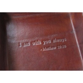 Religious Gift. Jesus Christ Bible Verse Leather Tray. I Am with You Always from Matthew 28:20. Great Gift for Confirmation, Communion, or Baptism.