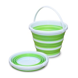 Pine-Sol Collapsible Bucket 2.6 Gallon - Multipurpose Foldable Pail for Cleaning, Car Wash, Outdoor, and Camping - Portable Round Plastic Tub with Handle