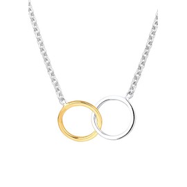 Elli 0111281113 Women's Necklace with Circle Pendant Gold-Plated 925 Silver, 45 cm, Facet cut, No Gemstone