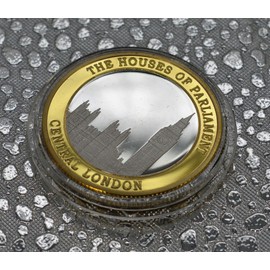 The Commemorative Coin Company HOUSES OF PARLIAMENT Fine Silver & 24ct Gold 'Dual Metal' Commemorative in Capsule. British Politics, Westminster, London