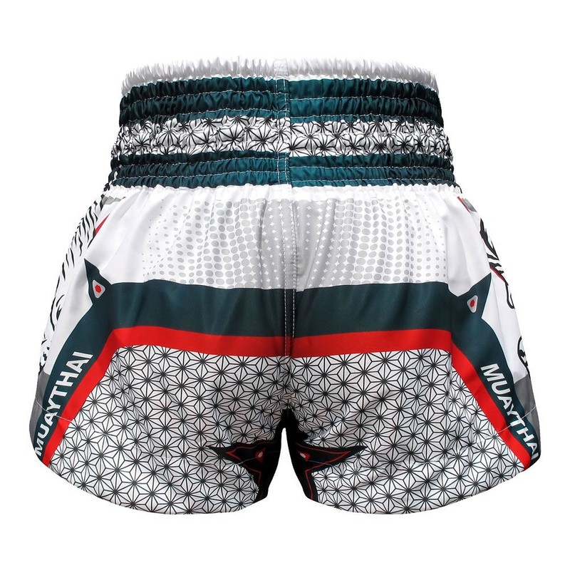Tuff Muay Thai Boxing Shorts Double Tigers (White, XL)