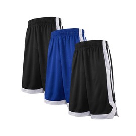 TopTie 3 Pack 2-Tone Basketball Shorts for Men with Pockets, Pocket Training Shorts-3 Pack Black/Black/Blue-L