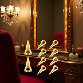 10Pcs Gold Retro Punk Hair Styling Tools - Gothic Metal Full Finger Rings for Braiding, Curling, Extensions, Wigs and Accessories