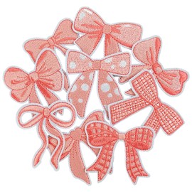 EMORBALS 9 Pcs Bow Iron on Patches, Iron on/Sew on Bow Patches for Clothes, Jeans, Hats, Etc