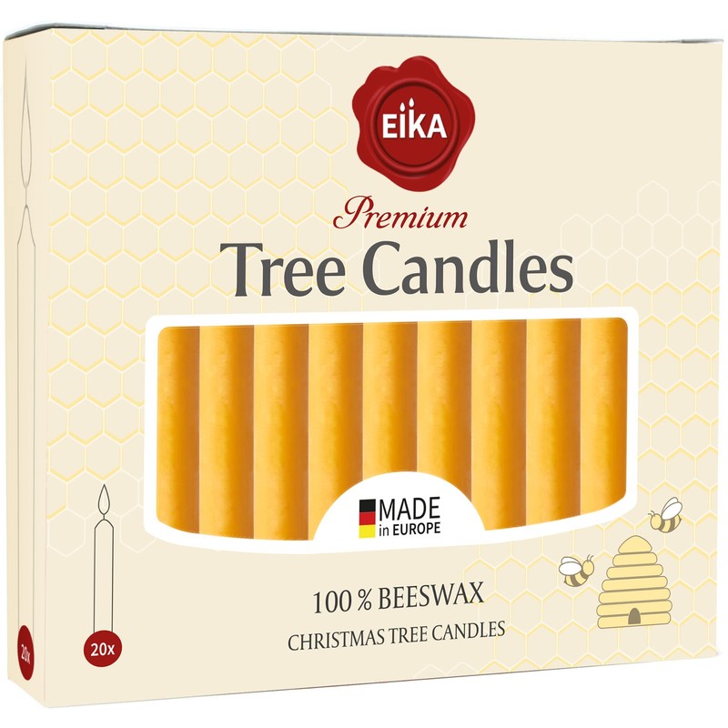 Eika Premium 100% Beeswax Tree Candles - Pack of 20