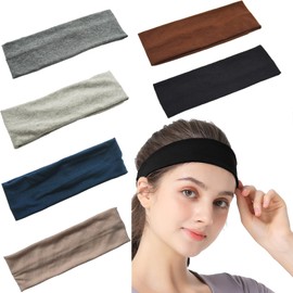 6 Pcs Sports Headbands,Headbands for Women Elastic Sweat Yoga Hairbands,Non Slip Soft Thin Head Band Fashion Hair Wrap