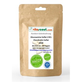 MSM & Glucosamine Sulphate Powder with Chondroitin - 380 High Dose Capsules, Contains Vitamin C