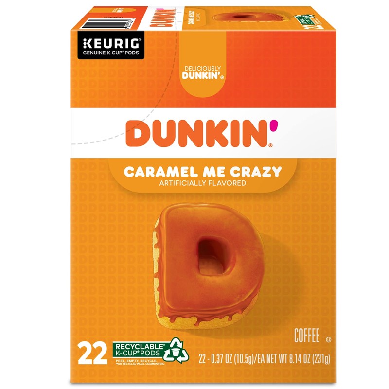 Dunkin' Donuts Coffee K-Cup® Pods, Caramel Me Crazy, Medium Roast,