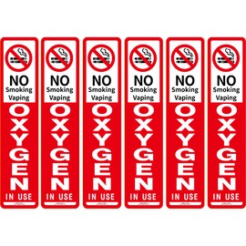 No Smoking Oxygen in Use Magnetic Vinyl Patient Care Sign 7.8" x 1.77x0.03"Strong Plastic Soft Magnetic Surface PVC Coating (6)