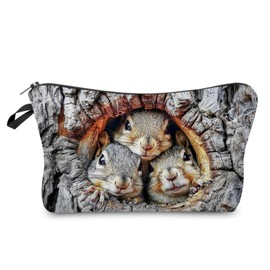 Livel lhood Squirrel Makeup Bag Cute Small Organizer Zipper Pouch Lovely Squirrel Cosmetic Bag Birthday Present for Squirrel Lovers Women Friends