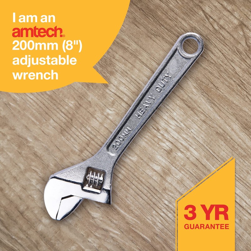 Amtech C1900 200mm (8") Adjustable Wrench with 24mm (1") jaw