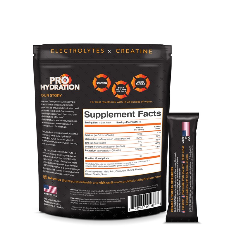 ProHydration - Creatine Electrolyte Packets - Sugar Free Electrolytes -