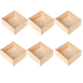 Zofunny 6Pcs Unfinished Wooden Box 6 x 6 Inch Square Rustic Small Wooden Box Craft Organizer Container for Home Art Collectibles Desktop Succulent Plant Pot Drawer DIY Craft