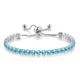 Wedity Classic Sparkling Tennis Bracelet Crystal Wrist Chain Adjustable Hand Accessories Jewellery for Women Girls (las)
