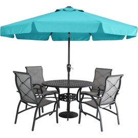 MASTERCANOPY Valance Patio Umbrella for Outdoor Table Market -8 Ribs (9ft, Turquoise)
