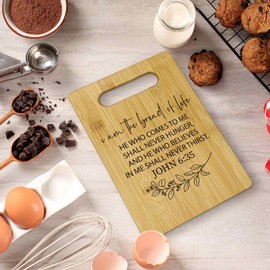 Qeheb I Am the Bread of Life Cutting Boards for Kitchen, Christian Religious Gifts for Women, Bible Verse Bamboo Cutting Board, Christian Decorative Cutting Boards for Kitchen Gifts for Women