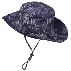Sportmusies Outdoor Fishing Boonie Hat Breathable Wide Brim Sun Protection Bucket Hats Navy