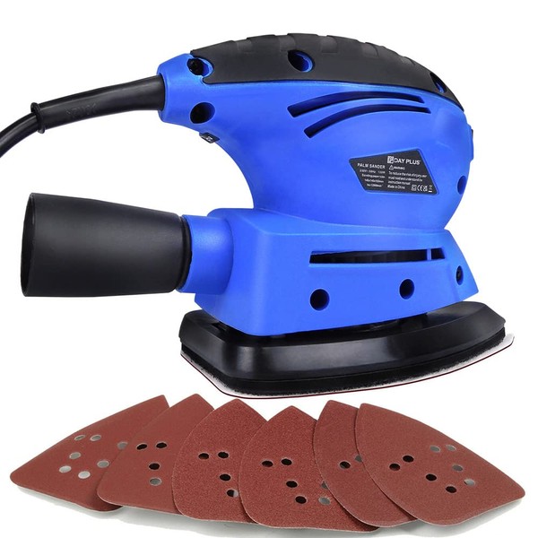 130W Detail Sander, Palm Sander, Random Orbital Sander for Wood with Dust Port | Small Handheld Electric Sanders with 6X Sanding Sheets, Sanding Machine for Home Decoration and DIY Working