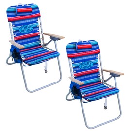 Tommy Bahama 2-Pack Hi-Boy 17" Seat Height 4-Position Lace-Up Suspension Folding Backpack Beach Chair