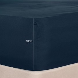 Brentfords Single Bed Fitted Sheet Deep Pocket Fit, Soft Comfy Microfibre Fabric Fade Resistant & Easy Care Single Deep Sheet Fitted, Single Bed - Navy